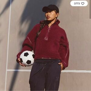 Wine Burgundy Sherpa Half-Zip Pullover